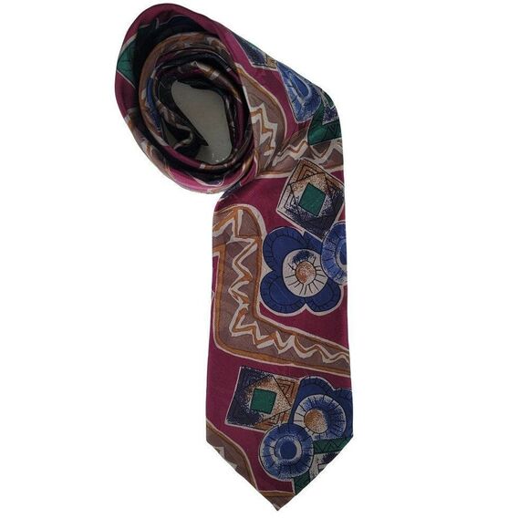 Ted Lapidus Designer Paris Silk Mens Necktie Floral Abstract Multicolor Tie - Picture 2 of 6